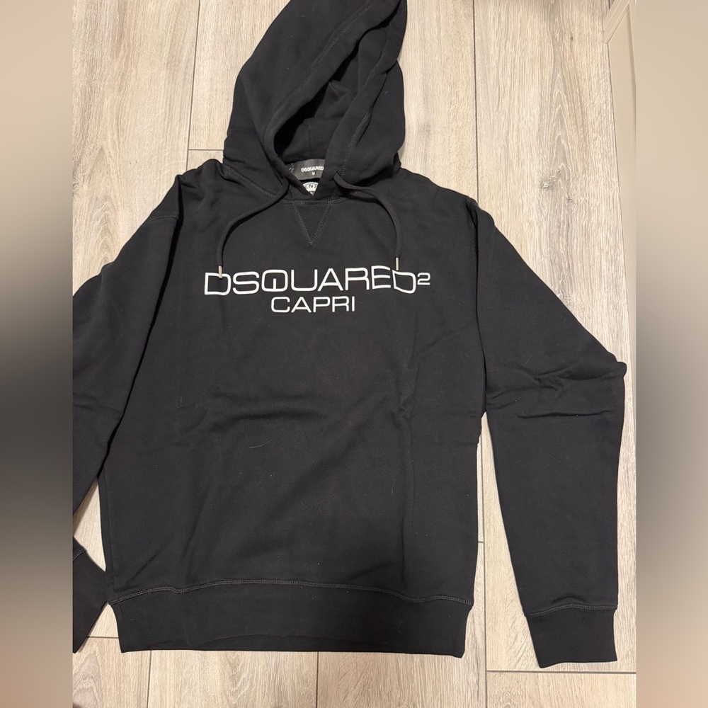 DSQUARED2 Black Hoodie with White Capri Logo